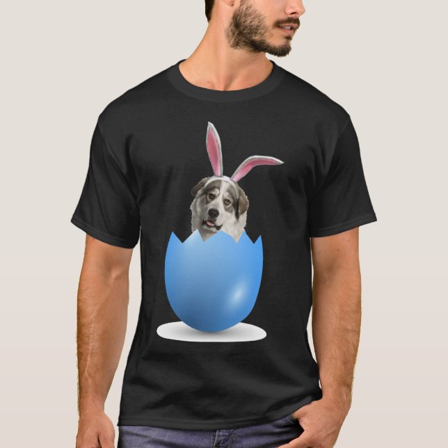 Große Pyrenäen Hund Ostern Bunny gefärbt Egg Hunti T-Shirt (Vorderseite)
