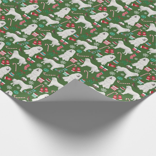 Große Pyrenäen Hunde Weihnachtsfeiertag Geschenkpapier (Ecke)