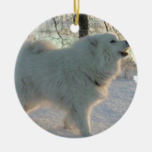 Große Pyrenäen-Hundeverzierung Keramikornament