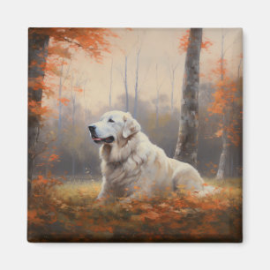 Große Pyrenäen im Herbst Leaves Fall Inspiriert Magnet