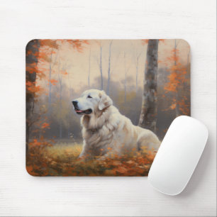 Große Pyrenäen im Herbst Leaves Fall Inspiriert Mousepad