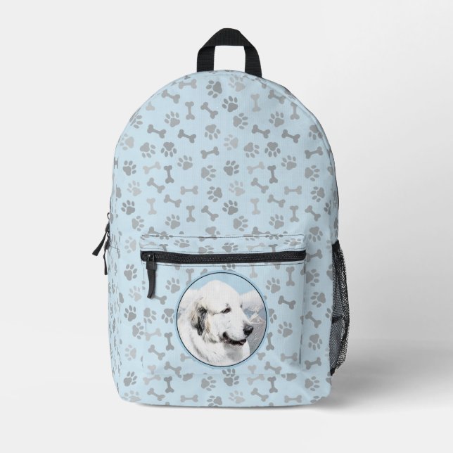 Große Pyrenäen Malerei - Original Hunde Kunst Bedruckter Rucksack (Vorderseite)