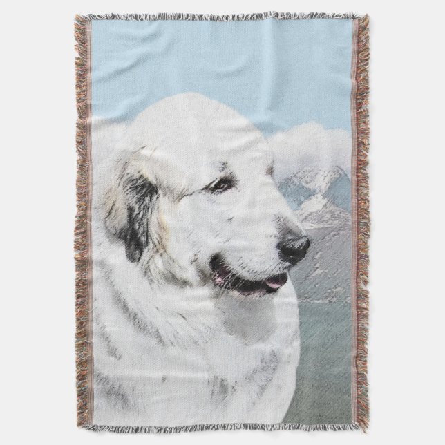 Große Pyrenäen Malerei - Original Hunde Kunst Decke (Vorderseite Vertikal)
