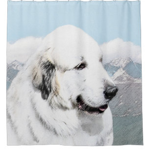 Große Pyrenäen Malerei - Original Hunde Kunst Duschvorhang
