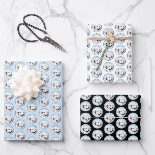 Große Pyrenäen Malerei - Original Hunde Kunst Geschenkpapier Set (Vorderseite)