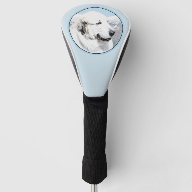 Große Pyrenäen Malerei - Original Hunde Kunst Golf Headcover (Vorderseite)