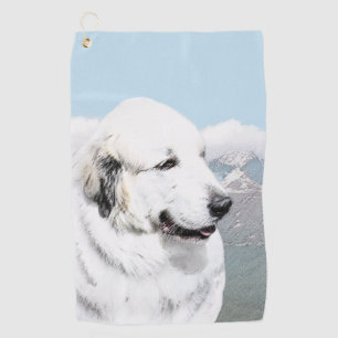 Große Pyrenäen Malerei - Original Hunde Kunst Golfhandtuch