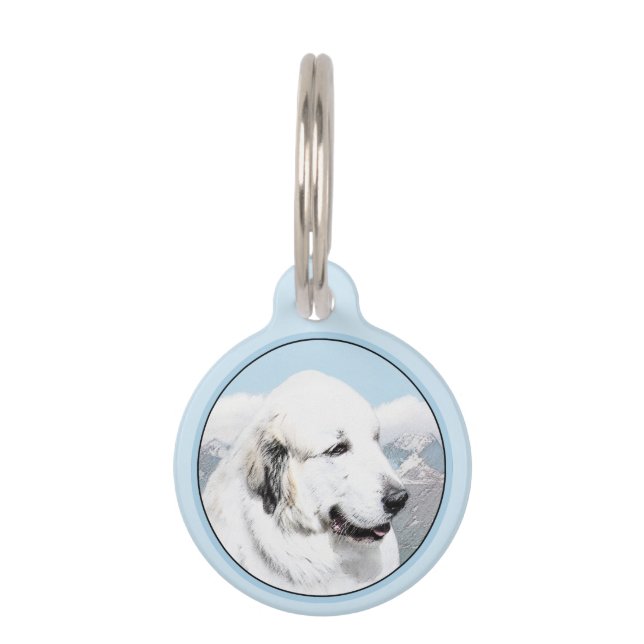 Große Pyrenäen Malerei - Original Hunde Kunst Haustiermarke (Vorderseite)