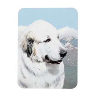 Große Pyrenäen Malerei - Original Hunde Kunst Magnet