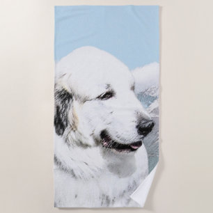 Große Pyrenäen Malerei - Original Hunde Kunst Strandtuch