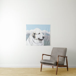 Große Pyrenäen Malerei - Original Hunde Kunst Wandteppich