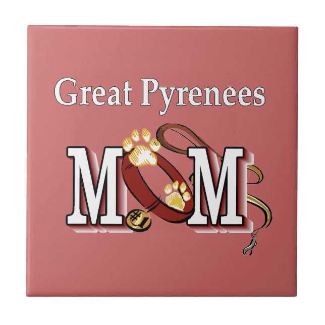 Große Pyrenäen-Mama Fliese (Vorderseite)