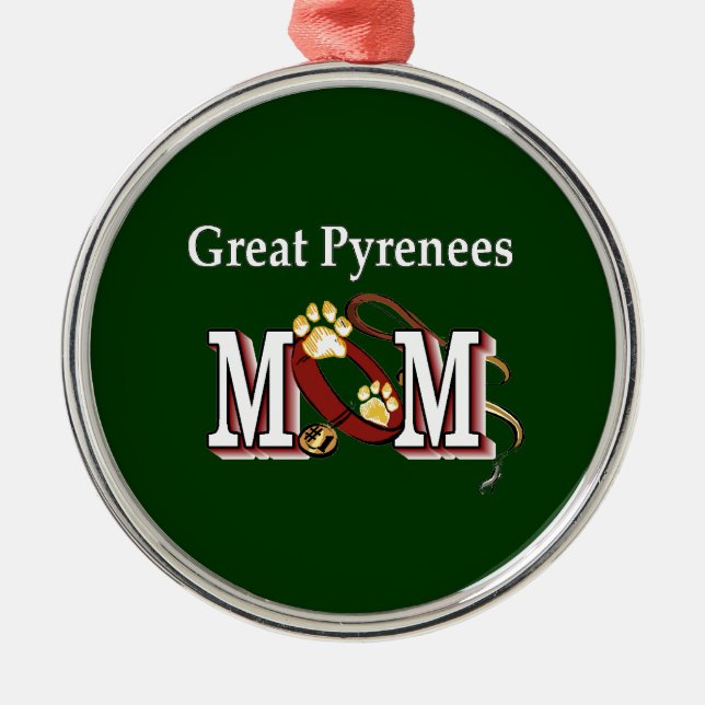 Große Pyrenäen-Mama Silbernes Ornament (Vorne)