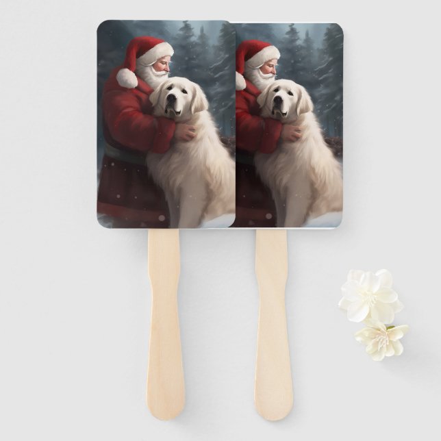 Große Pyrenäen mit dem Weihnachtsmann Weihnachten Fächer (Vorne und Hinten)
