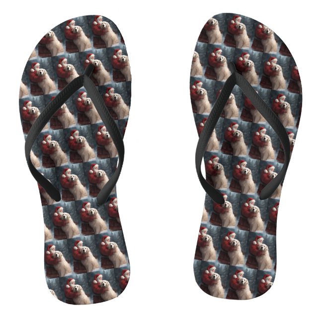 Große Pyrenäen mit dem Weihnachtsmann Weihnachten Flip Flops (Fußbett)