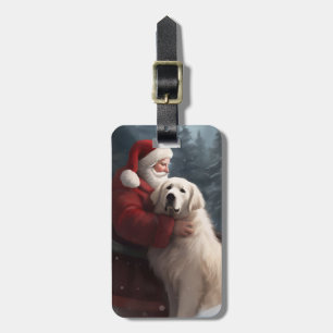 Große Pyrenäen mit dem Weihnachtsmann Weihnachten Gepäckanhänger