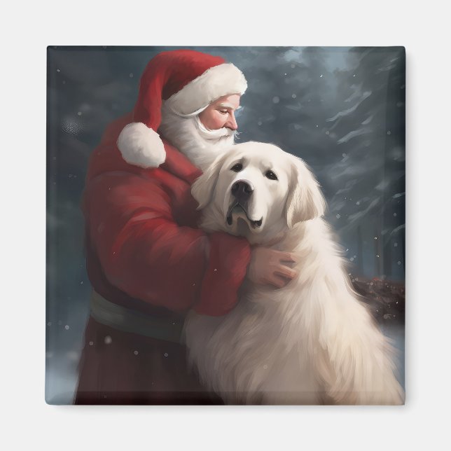 Große Pyrenäen mit dem Weihnachtsmann Weihnachten Magnet (Vorne)