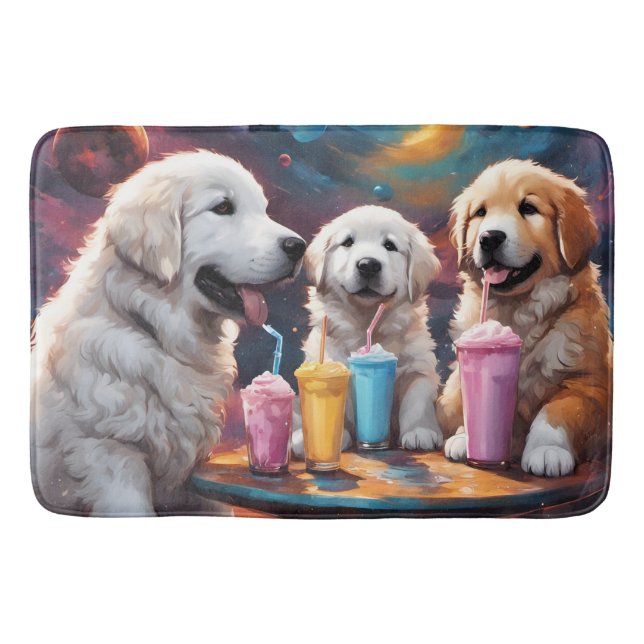 Große Pyrenäen N St Bernard Puppies N Milkshakes Badematte (Vorderseite)
