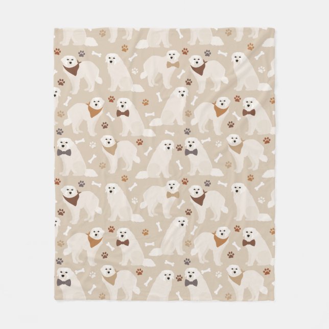 Große Pyrenäen Paws and Bones Fleece Blanket (Vorderseite)
