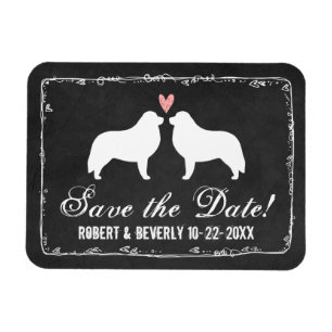 Große Pyrenäen-Silhouetten Hochzeitstag retten Magnet