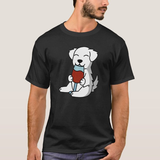 Große Pyrenäen trinken Weinhund T-Shirt (Vorderseite)