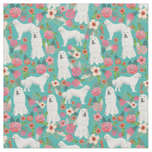 Große Pyrenäen Vintage Blumen Türkis Stoff