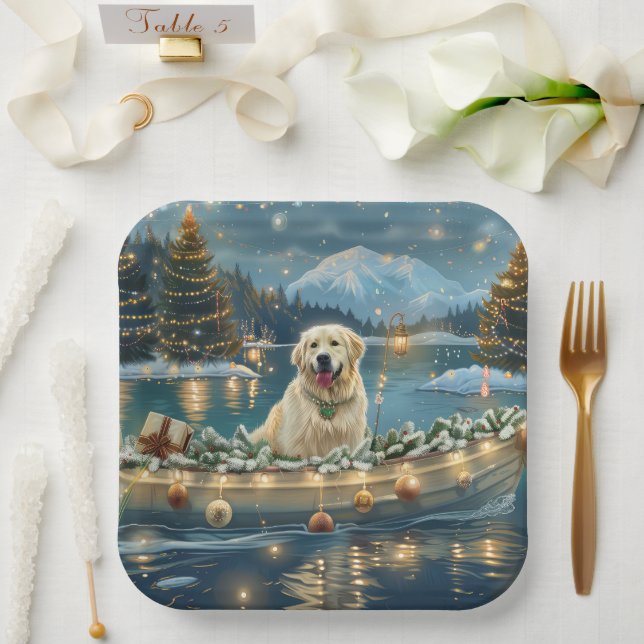 Große Pyrenäen Weihnachten Feierliche Reise Pappteller (Hochzeit)