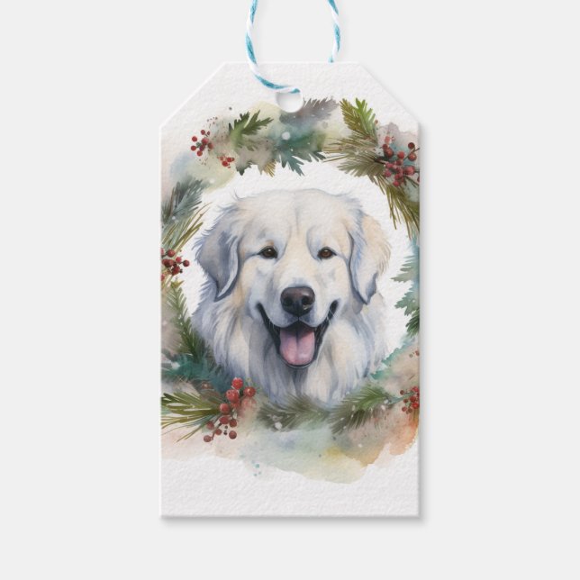 Große Pyrenäen Weihnachtsfeiertag Geschenkanhänger (Vorderseite)