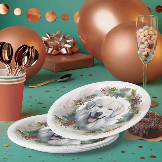Große Pyrenäen Weihnachtsfeiertag Pappteller (Multi)