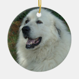 Große Pyrenäen-WEIHNACHTSverzierungs-PORTRÄT Keramikornament