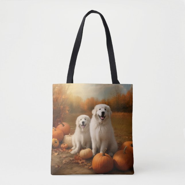 Große Pyrenäen Welpen Herbst Kürbis Tasche (Vorderseite)