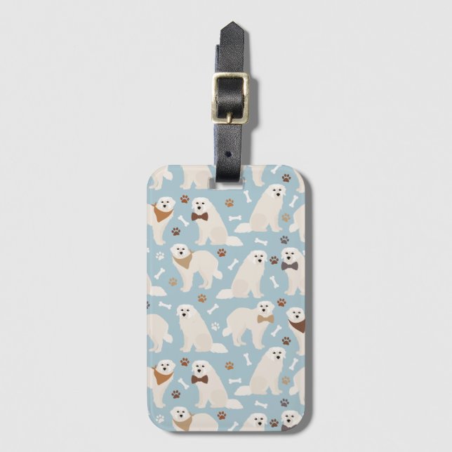 Große Pyrenäenpfe und Knochen Gepäckmarke Gepäckanhänger (Vorderseite Vertikal)