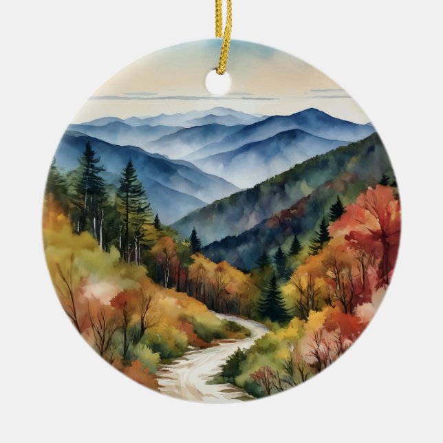 Große, rauchfreie Berge Wasserfarbe Keramik Ornament (Vorne)