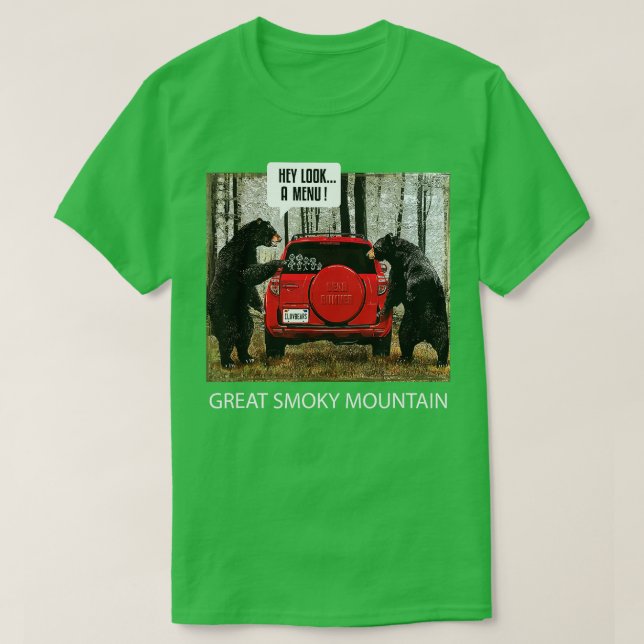 Große, rauchige Bären schauen auf ein Menü T-Shirt (Design vorne)