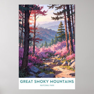 Große, rauchige Berge, schöner Nationalpark Poster