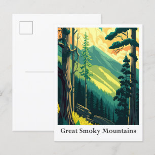 Große Rauchige Berge Vintage-Reiseillustration Postkarte