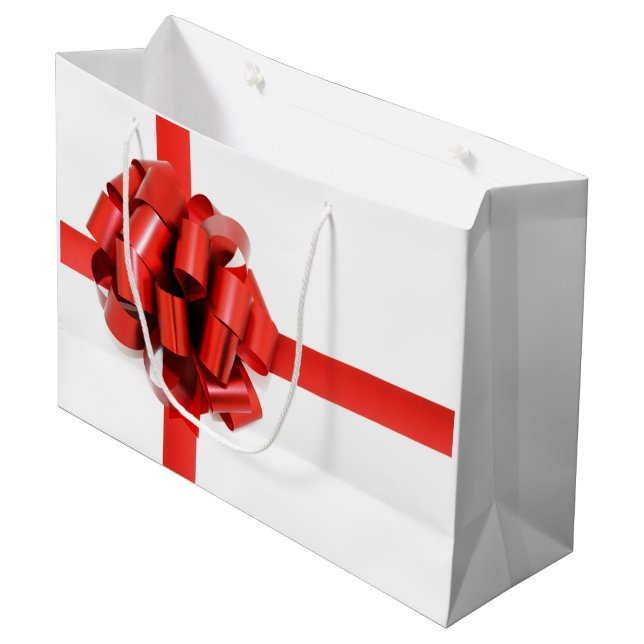Große Red Bow Geschenktasche Geschenktüte (Vorderseite Schrägansicht)