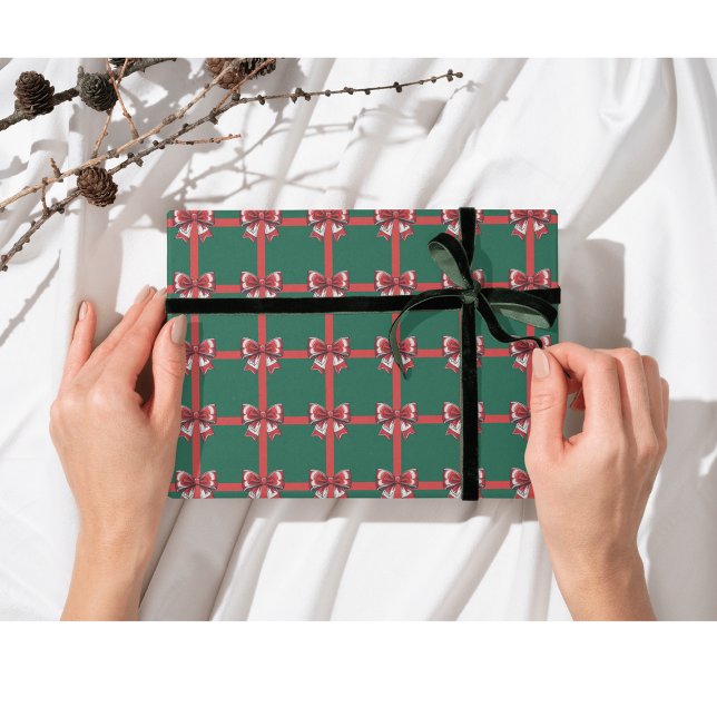 Große Red Bow Grüne Weihnachtsdekoration Urlaub He Geschenkpapier (Von Creator hochgeladen)