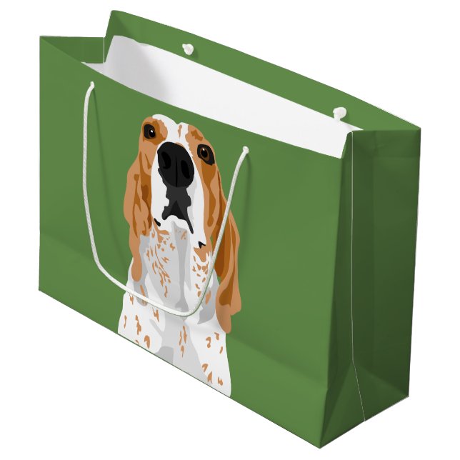 Große Redtick Coonhoundkopf-Geschenktasche Geschenktüte (Vorderseite Schrägansicht)