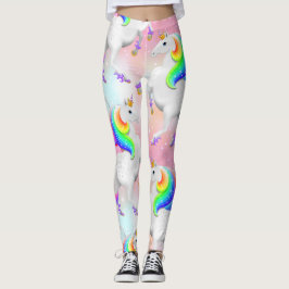 Große Regenbogenpresse auf rosa und blau Leggings