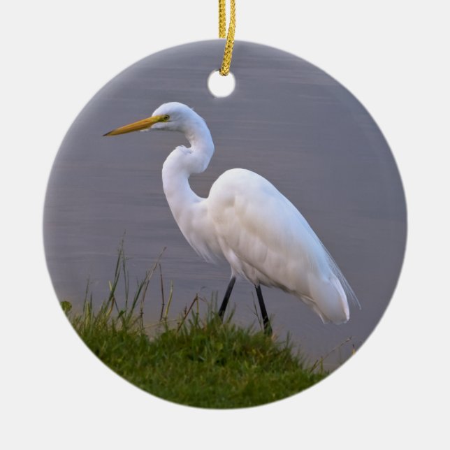Große Reiher-Weihnachtsverzierung Keramikornament (Vorne)