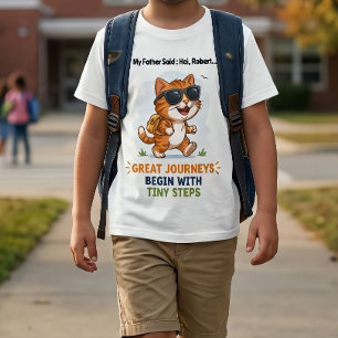 "Große Reisen" Süße Katzen-Kinder-T-Shirt T-Shirt