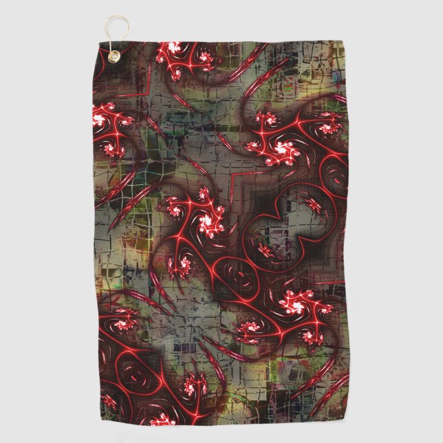 Große Relation von seltsamem Fraktal über gealtert Golfhandtuch (Vorderseite)