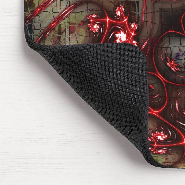 Große Relation von seltsamem Fraktal über gealtert Mousepad (Ecke)