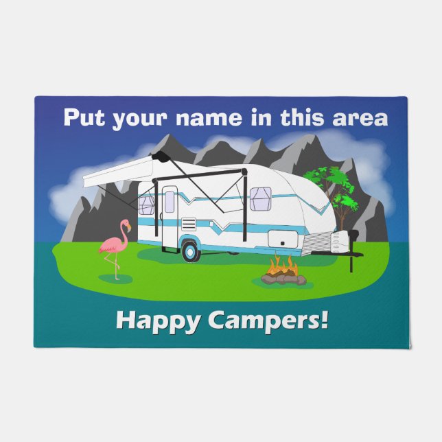 Große retro Anhängerfußmatte, aquamarin, Fußmatte (Vorderseite)