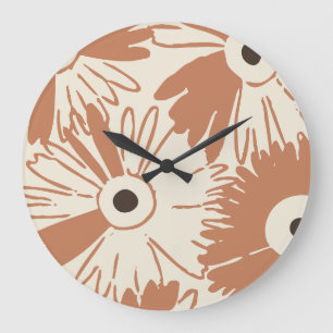Große Retro-Daisy Flower Power gewürzte Terrakotta Wanduhr