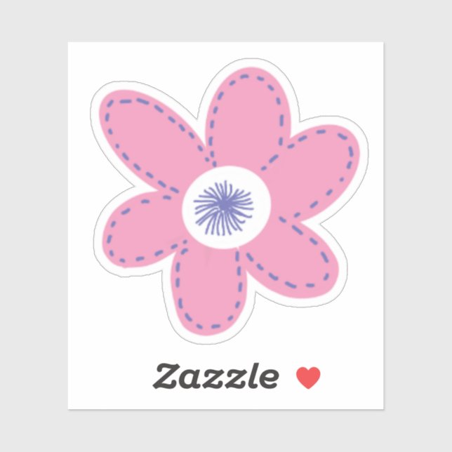 Große Retro Pink Periwinkle Weiße Blume Aufkleber (Blatt)