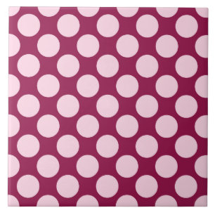 Große Retro-Punkte - bordeauxrot und rosa Muschel Fliese