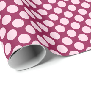 Große Retro-Punkte - bordeauxrot und rosa Muschel Geschenkpapier