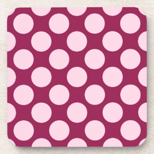 Große Retro-Punkte - bordeauxrot und rosa Muschel Getränkeuntersetzer